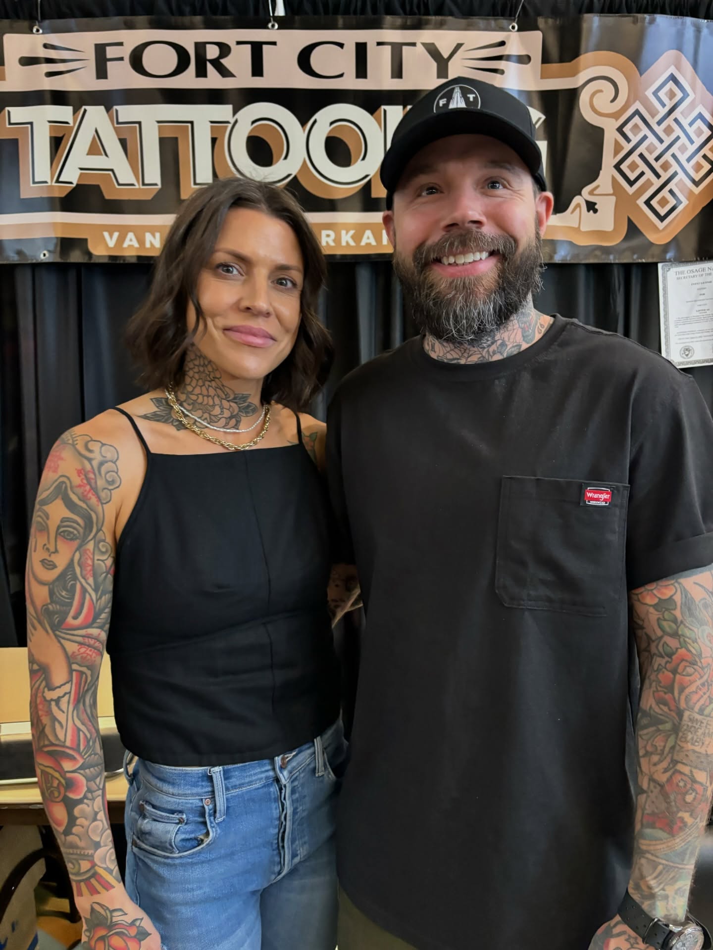 Woman American traditional tattoo on the torso by Jeff Slack