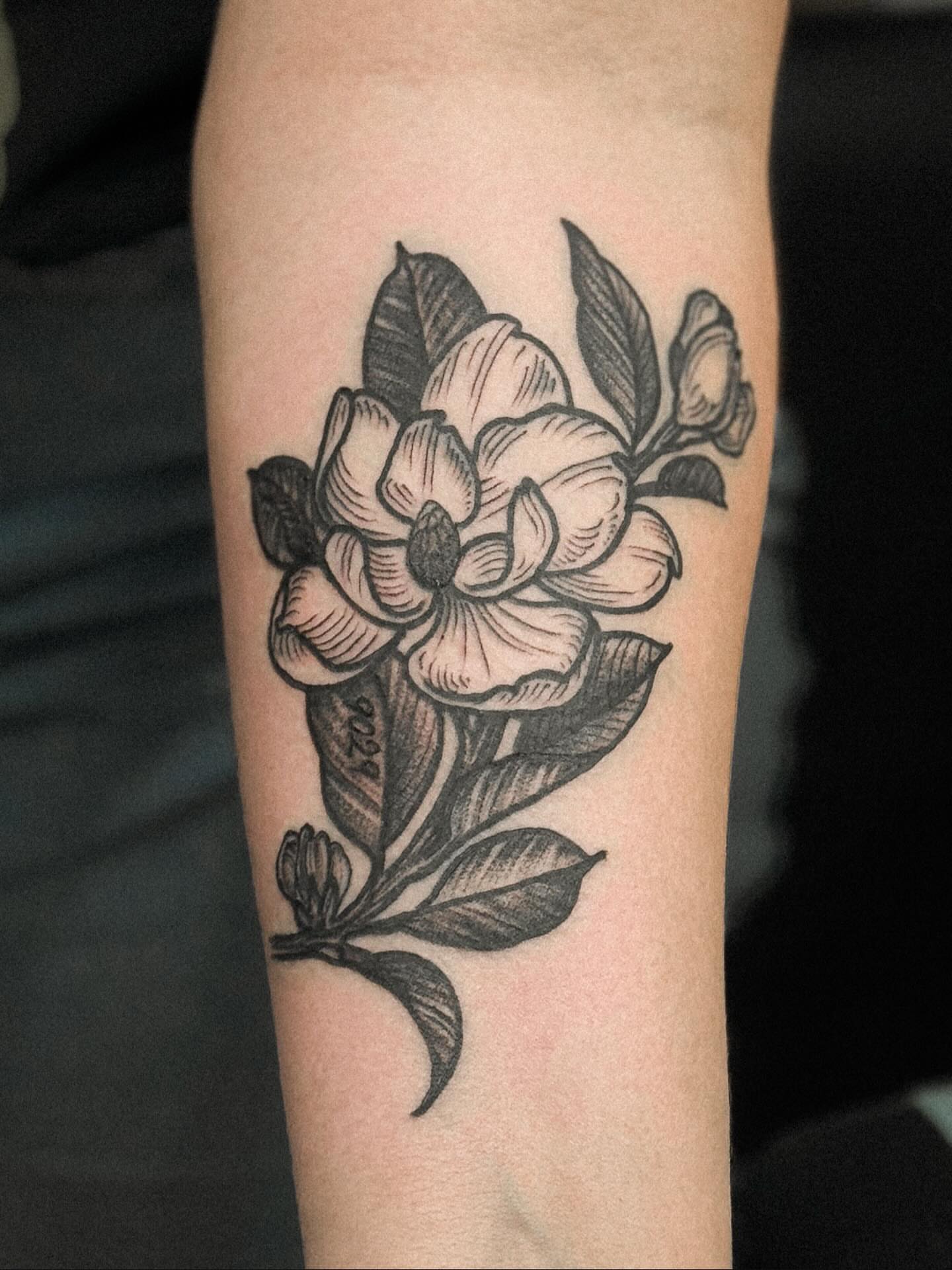 Tattoo by @shesarudemisfit — black_and_grey