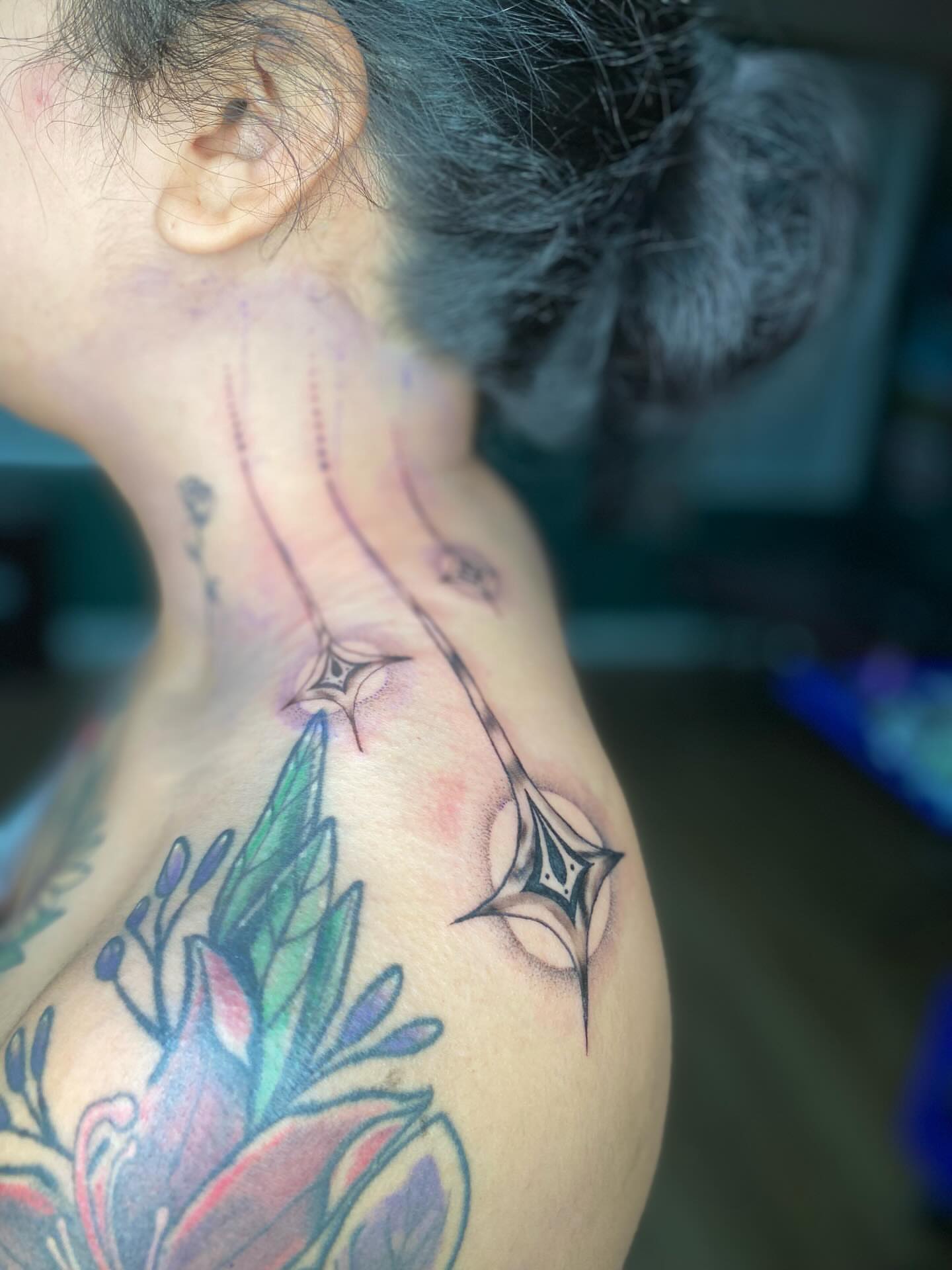 Tattoo by @ashley.roller.art — geometric, watercolor