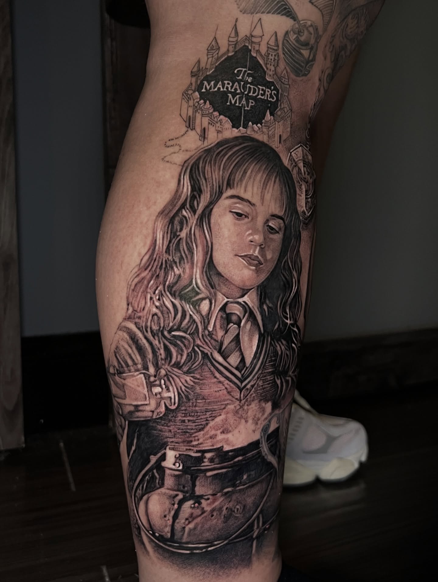 Hermione granger realism tattoo on the forearm by Dominick Cali, East Islip, New York