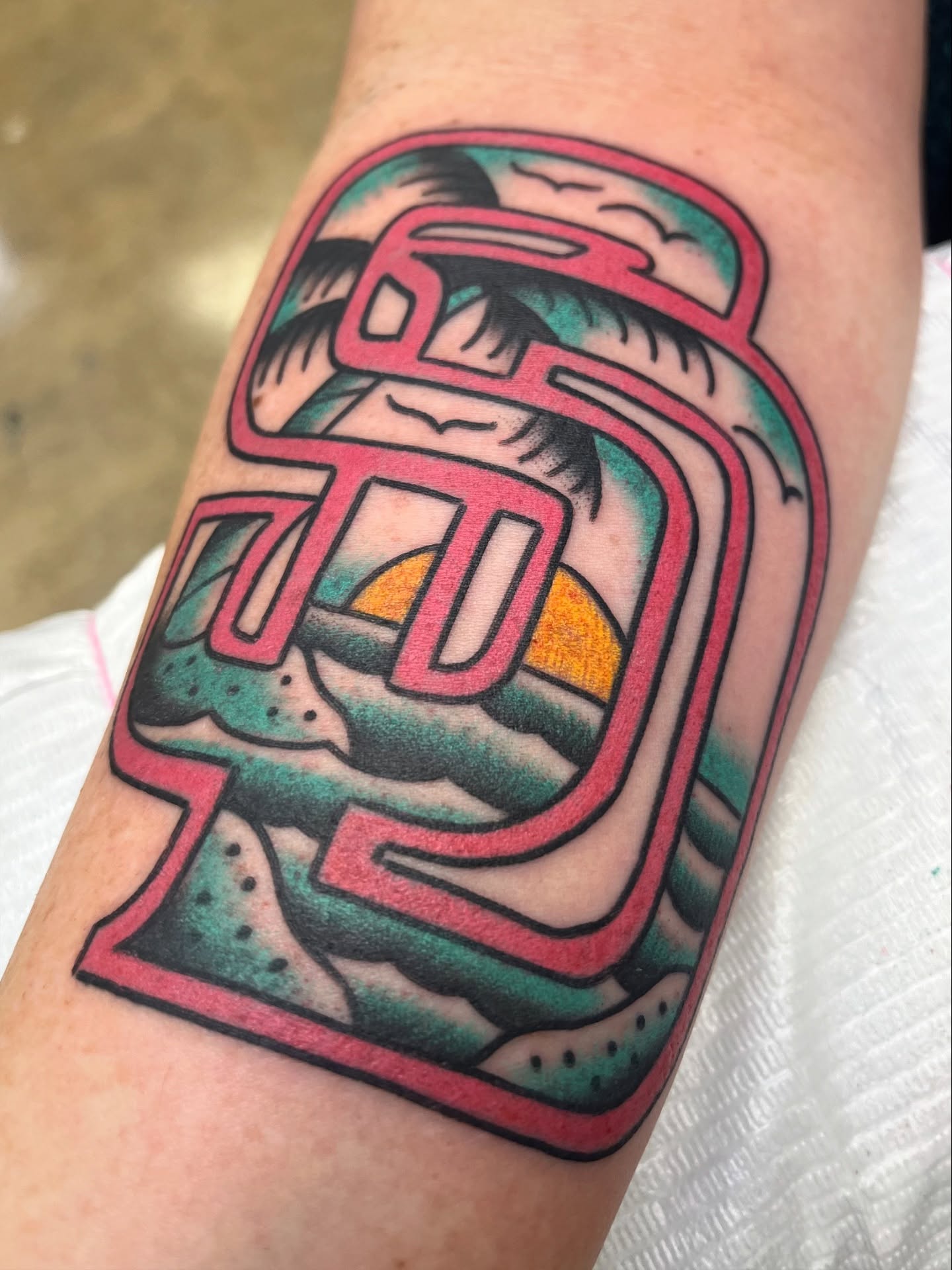 Geometric design geometric tattoo on the forearm by Tim Howell