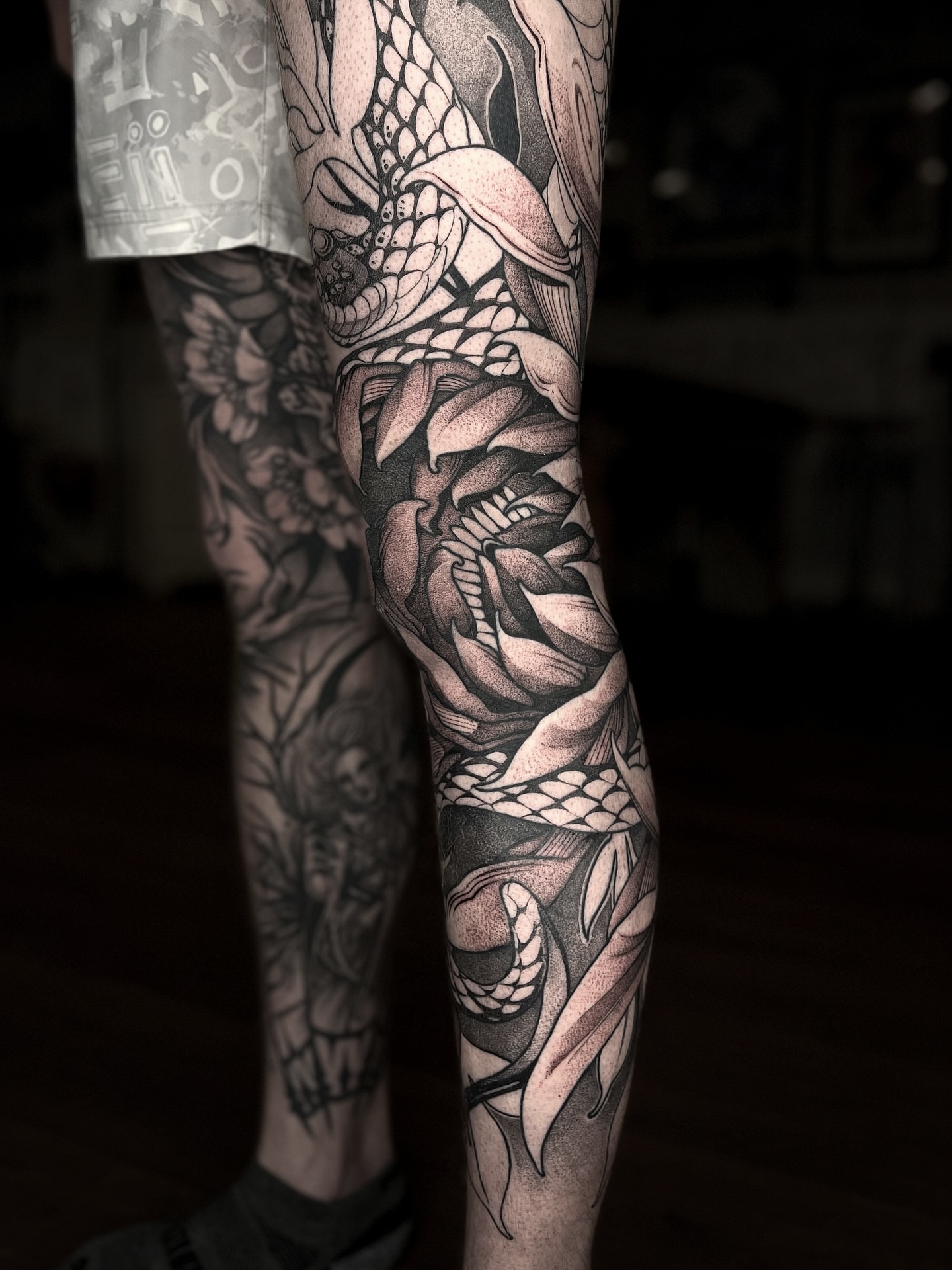 Tattoo by @kayseeshuster — dotwork, black_and_grey
