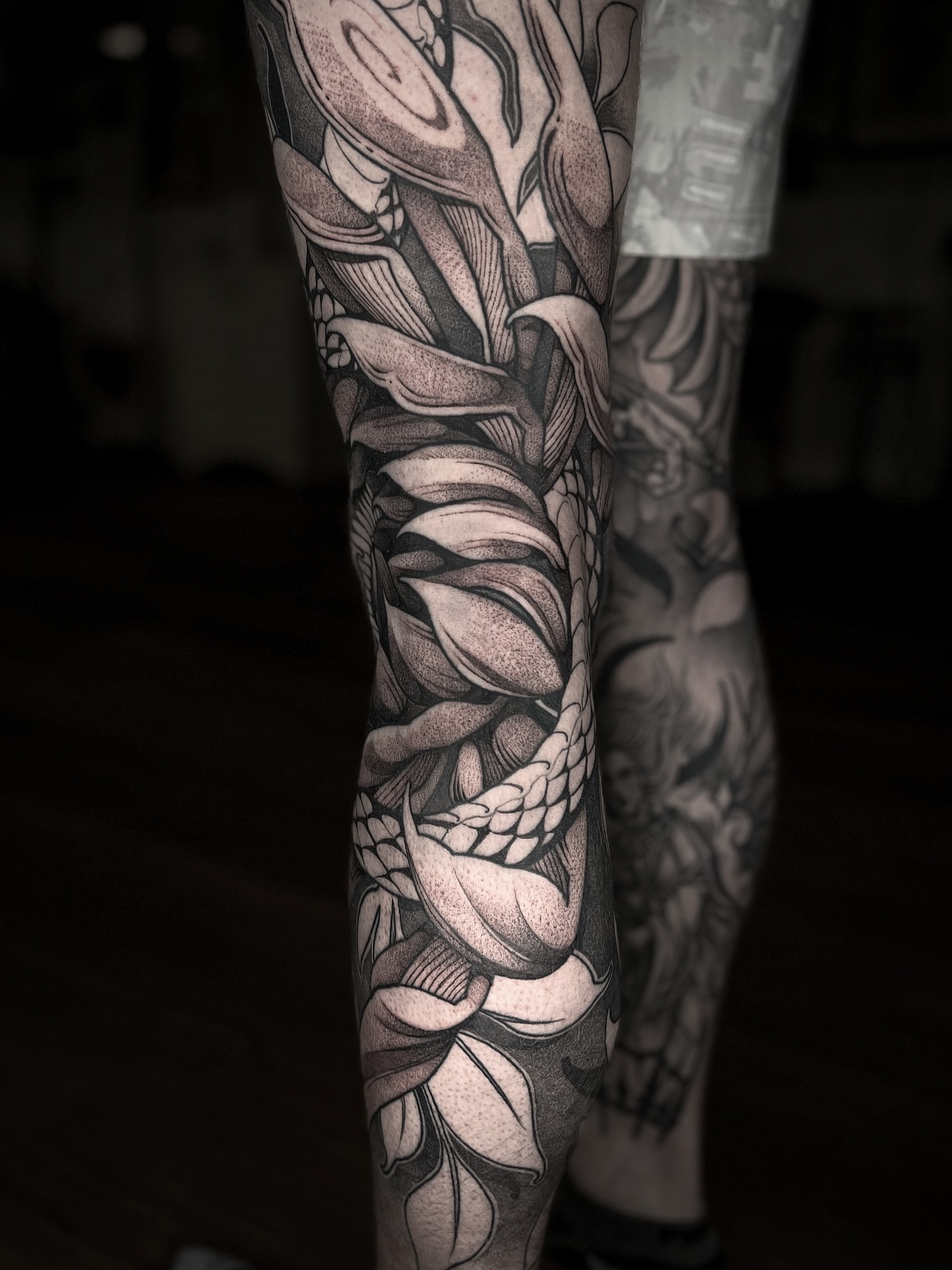 Lotus flowers dotwork tattoo on the forearm by Kaysee Shuster