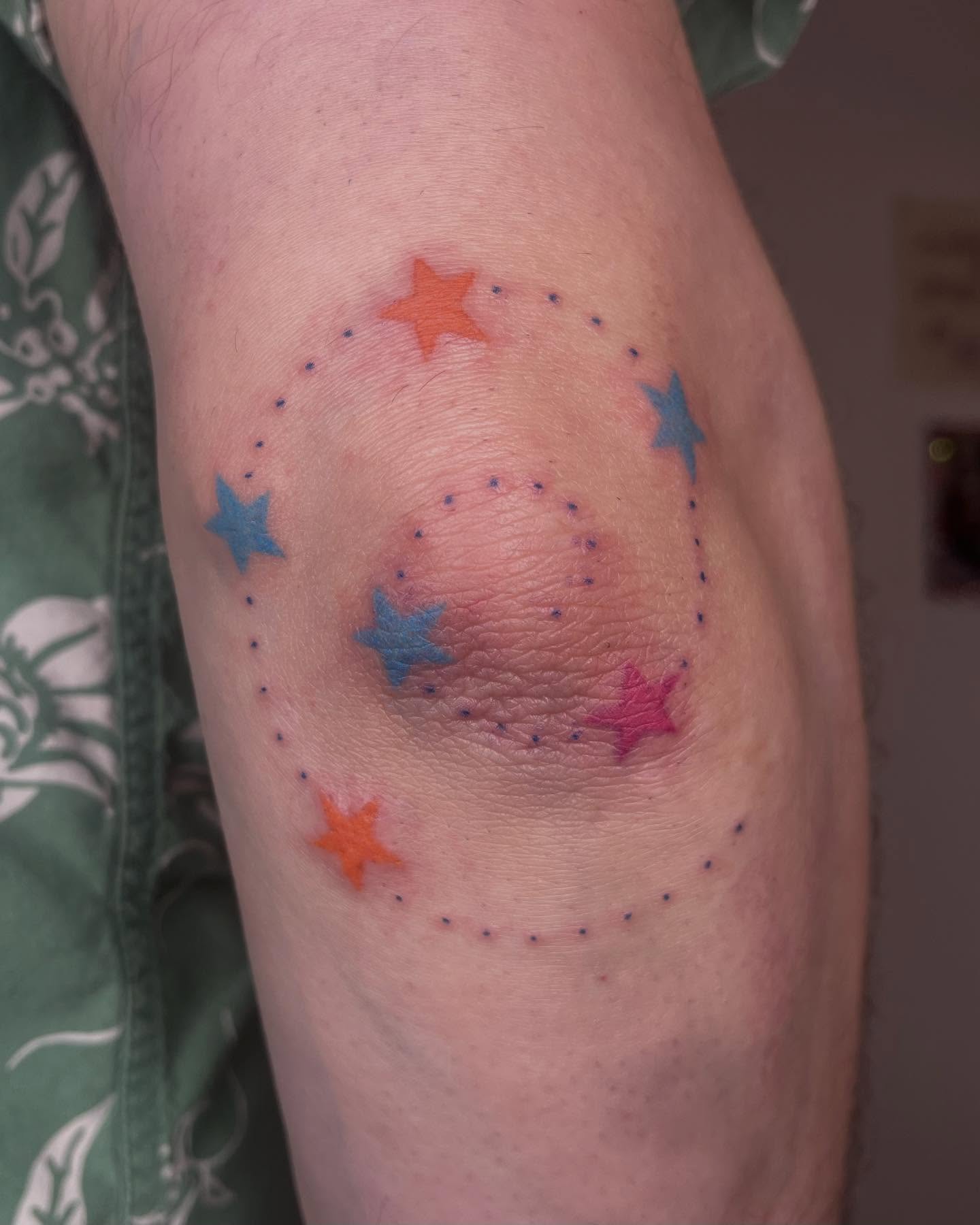 Constellation dotwork tattoo on the forearm by Jenna