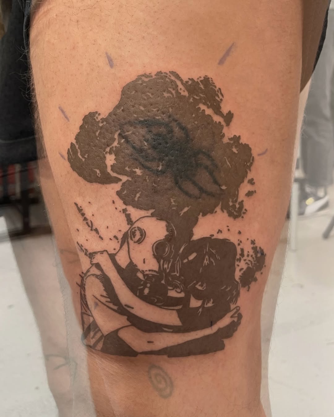 Tattoo by @telephonepole2 — blackwork, trash_polka