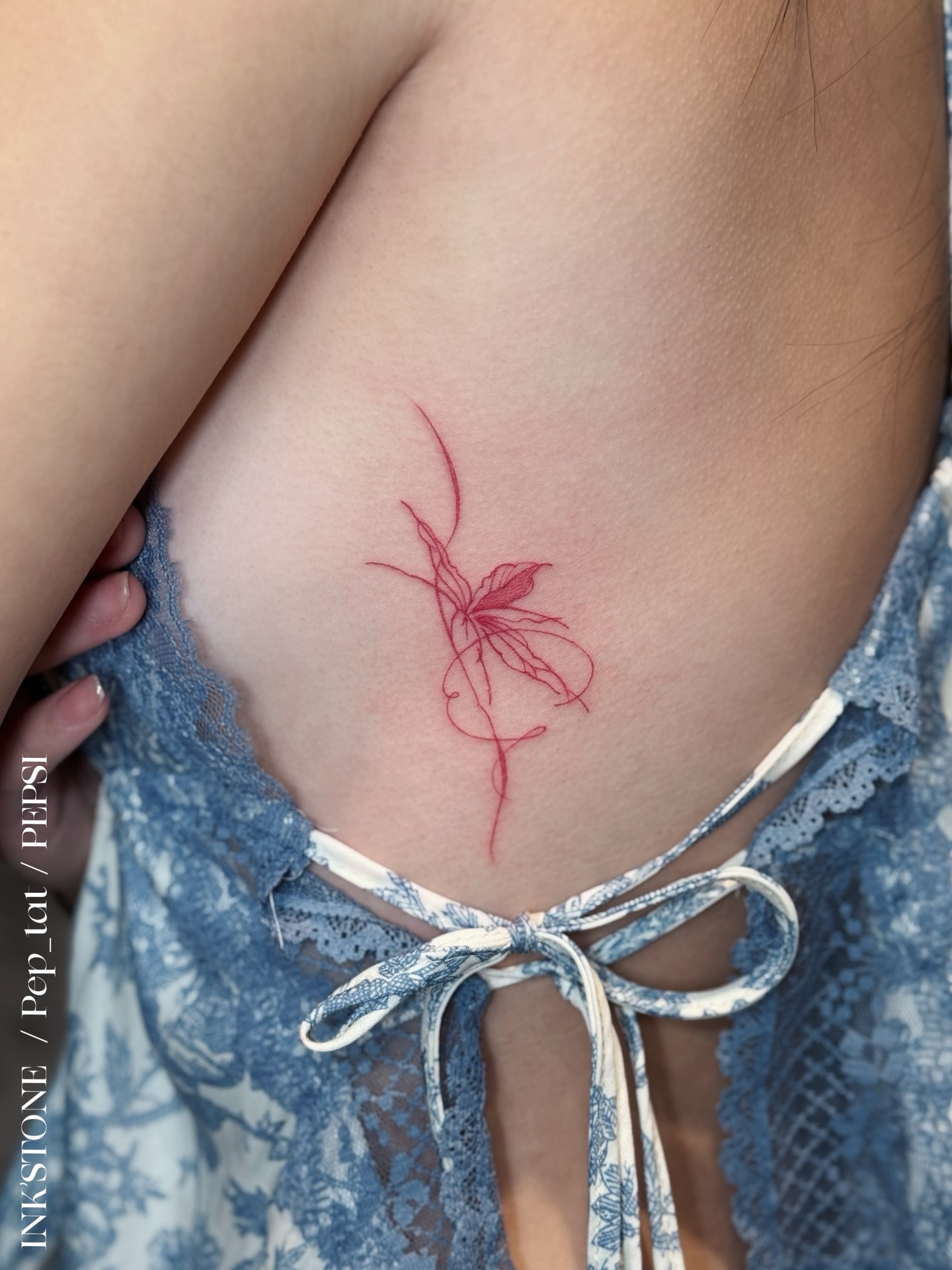 Abstract butterfly fine line tattoo by 𝕁𝕖𝕞, Richmond, British Columbia