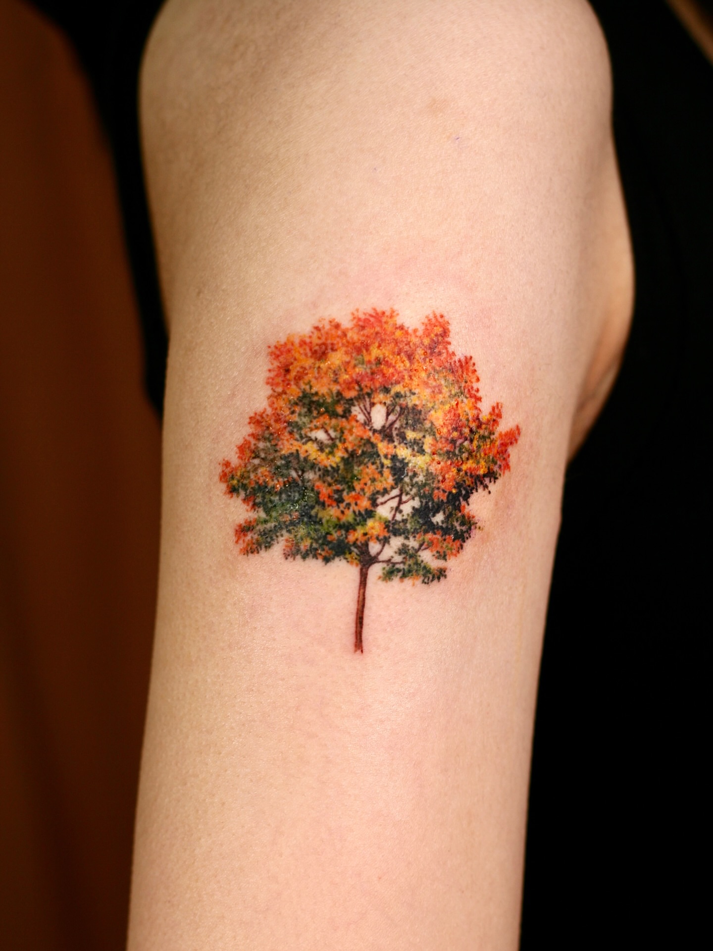 Autumn tree realism tattoo on the forearm by Isle