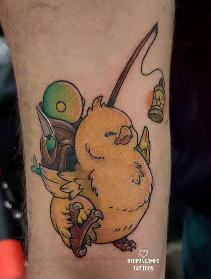 Chibi dragon new school tattoo on the forearm by Meghan Hounsell