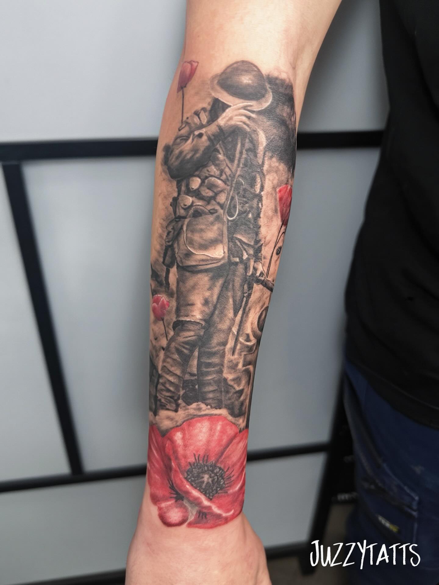Tattoo by @juzzytatts — realism, black_and_grey