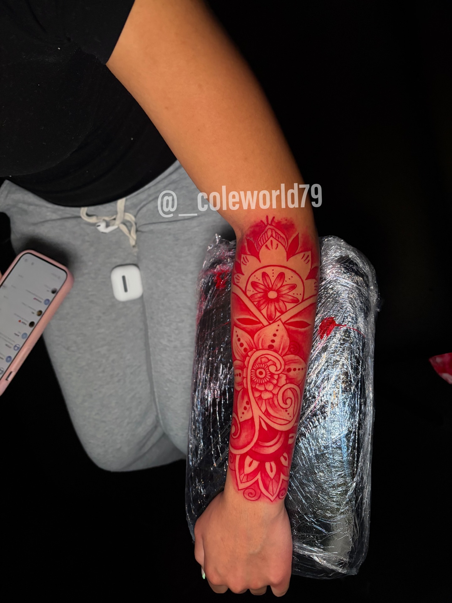 Floral mandala geometric tattoo on the forearm by Chicago tattoo artist