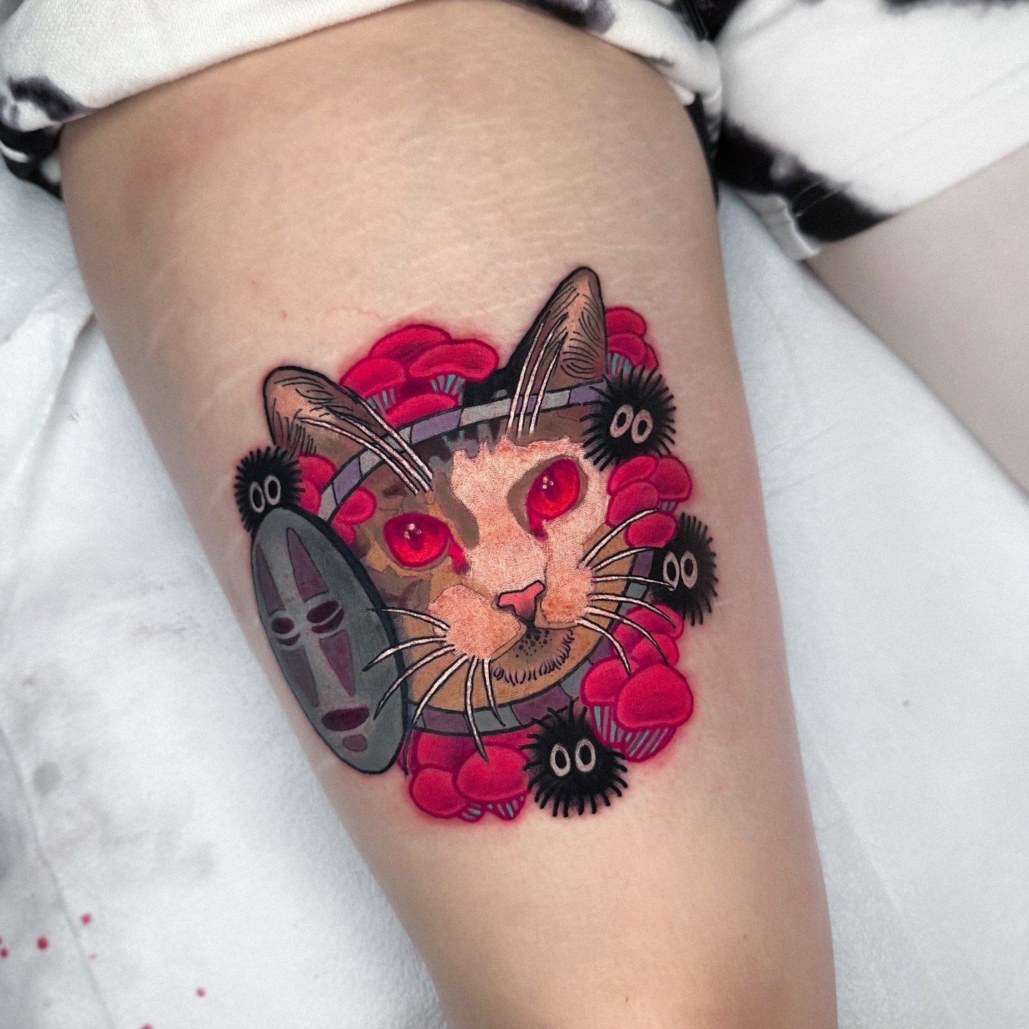 Tattoo by @theredcrownmagic — dotwork, anime