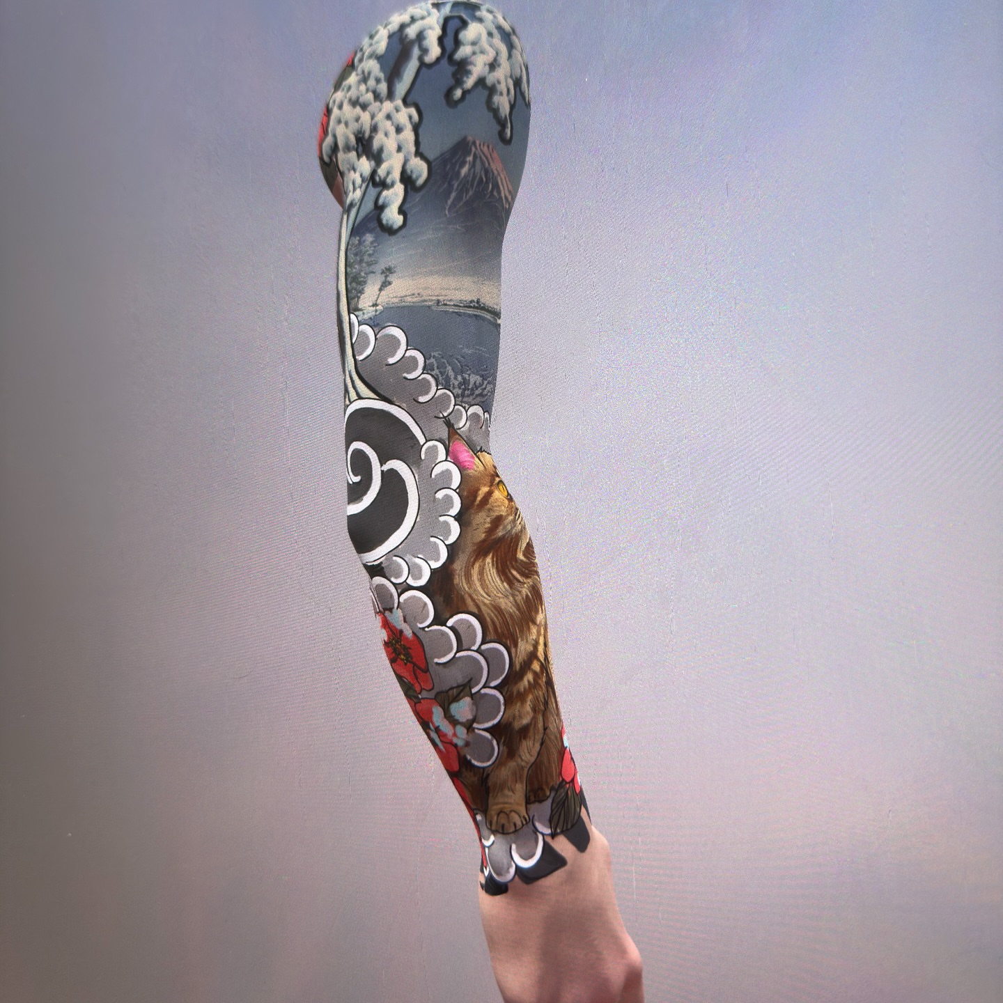 Mountain wave dog japanese irezumi tattoo on the forearm by Igor Puente