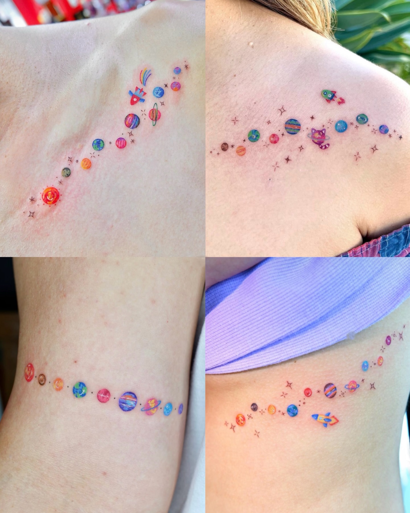 Solar system dotwork tattoo on the shoulder by 타투 Seon 컬러타투