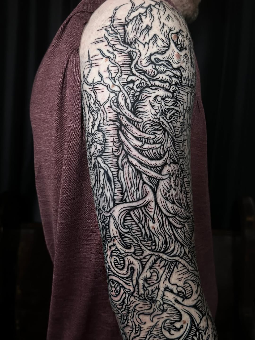 Tattoo by @sashawoland β illustrative, blackwork