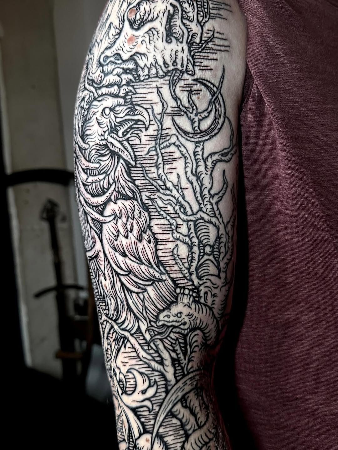 Tattoo by @sashawoland β illustrative, blackwork