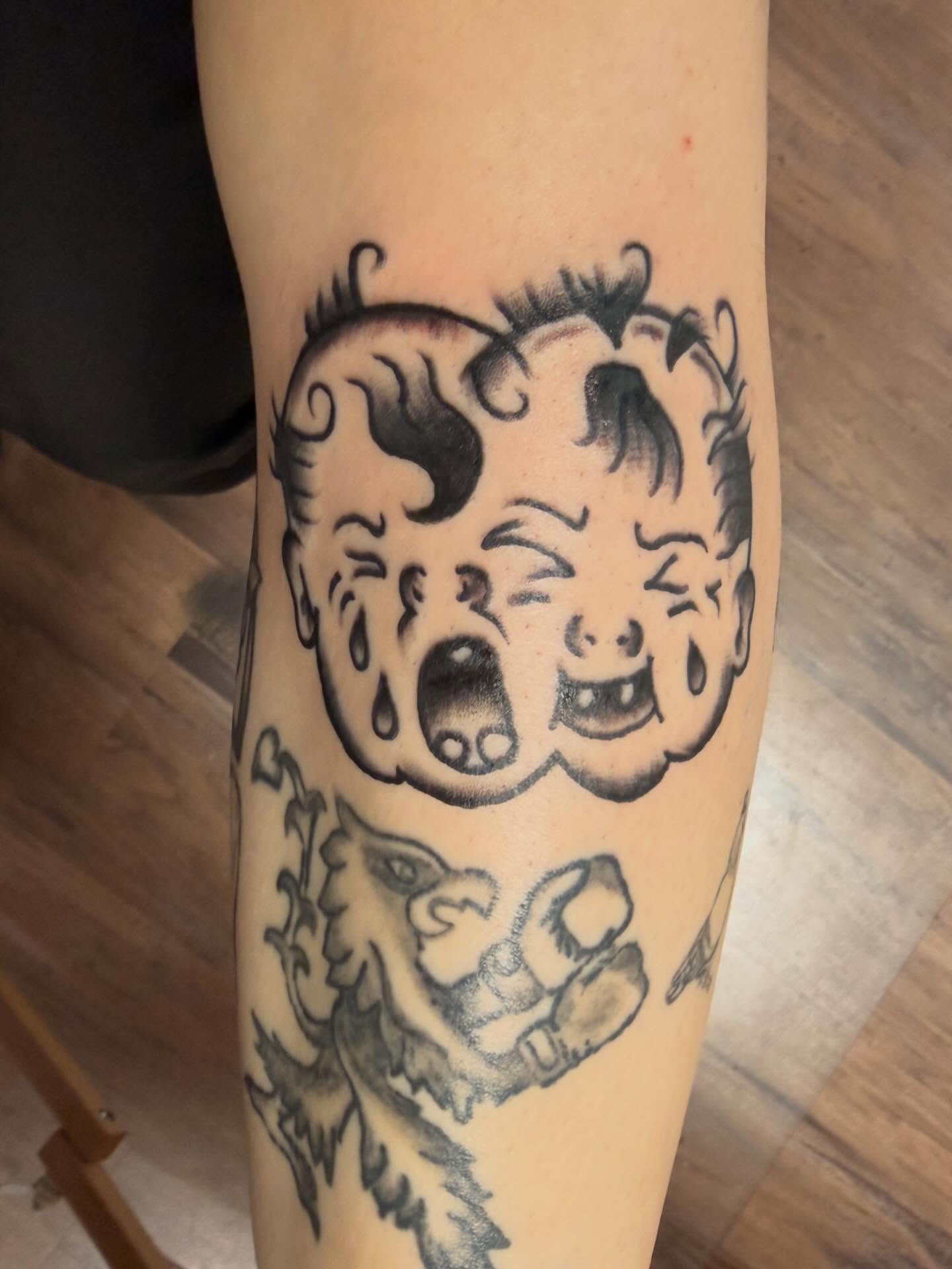 Betty Boop crying American traditional tattoo on the forearm by cortez
