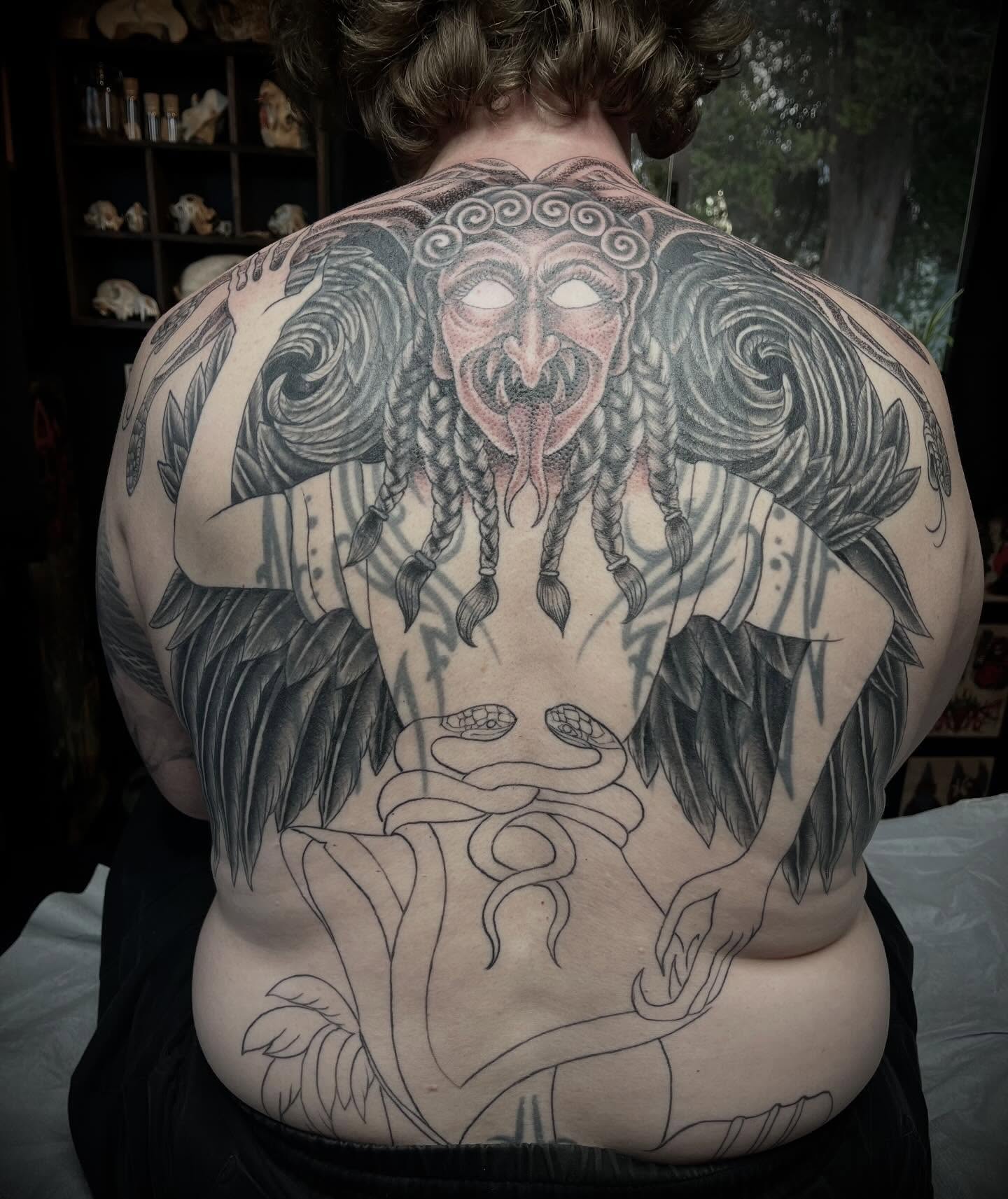 Tattoo by @velesara_tattoo — black_and_grey