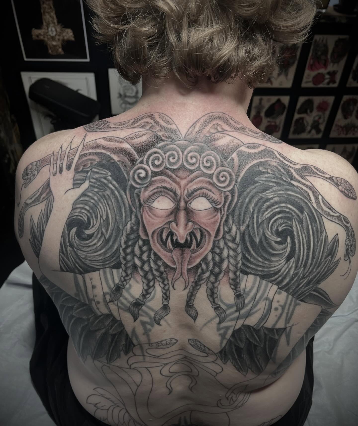 Tattoo by @velesara_tattoo — dotwork, dark_realism