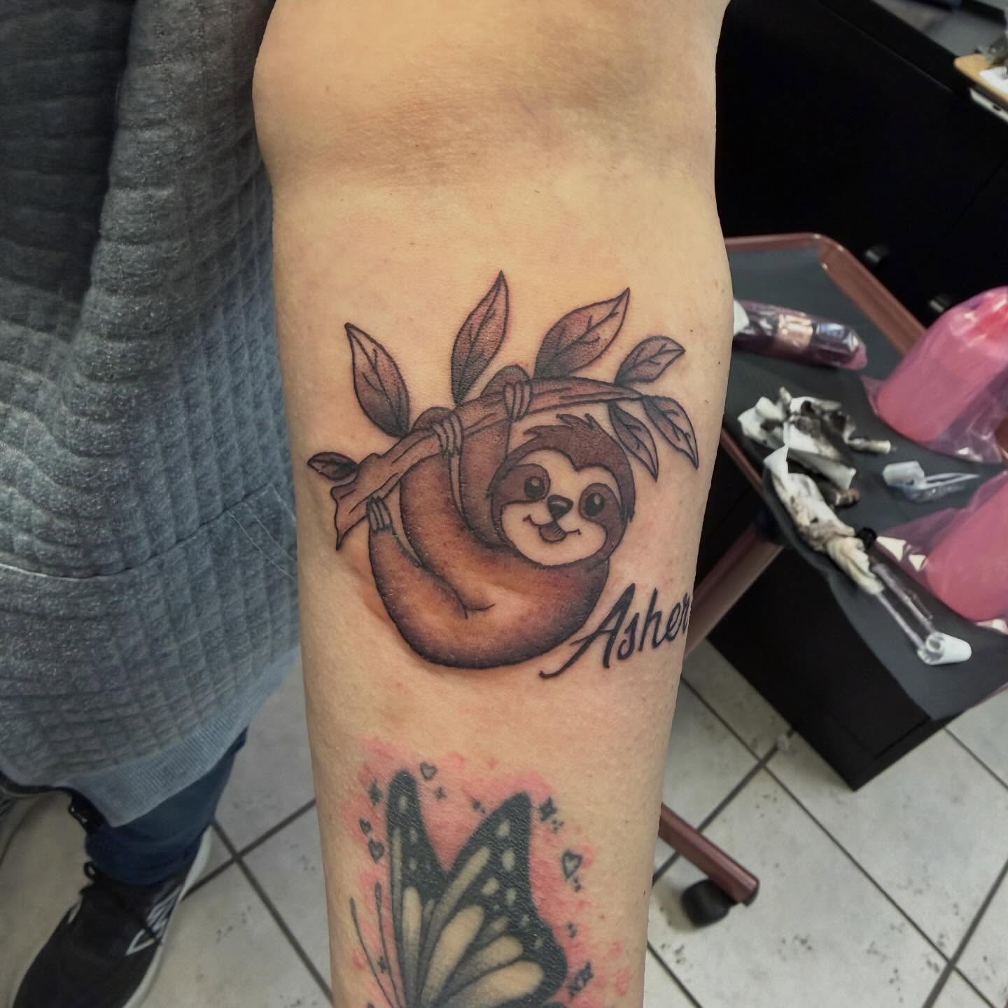 Sloth realism tattoo on the forearm by Shan 🤘 Tattoo Artist ⚡️ MN 🌲
