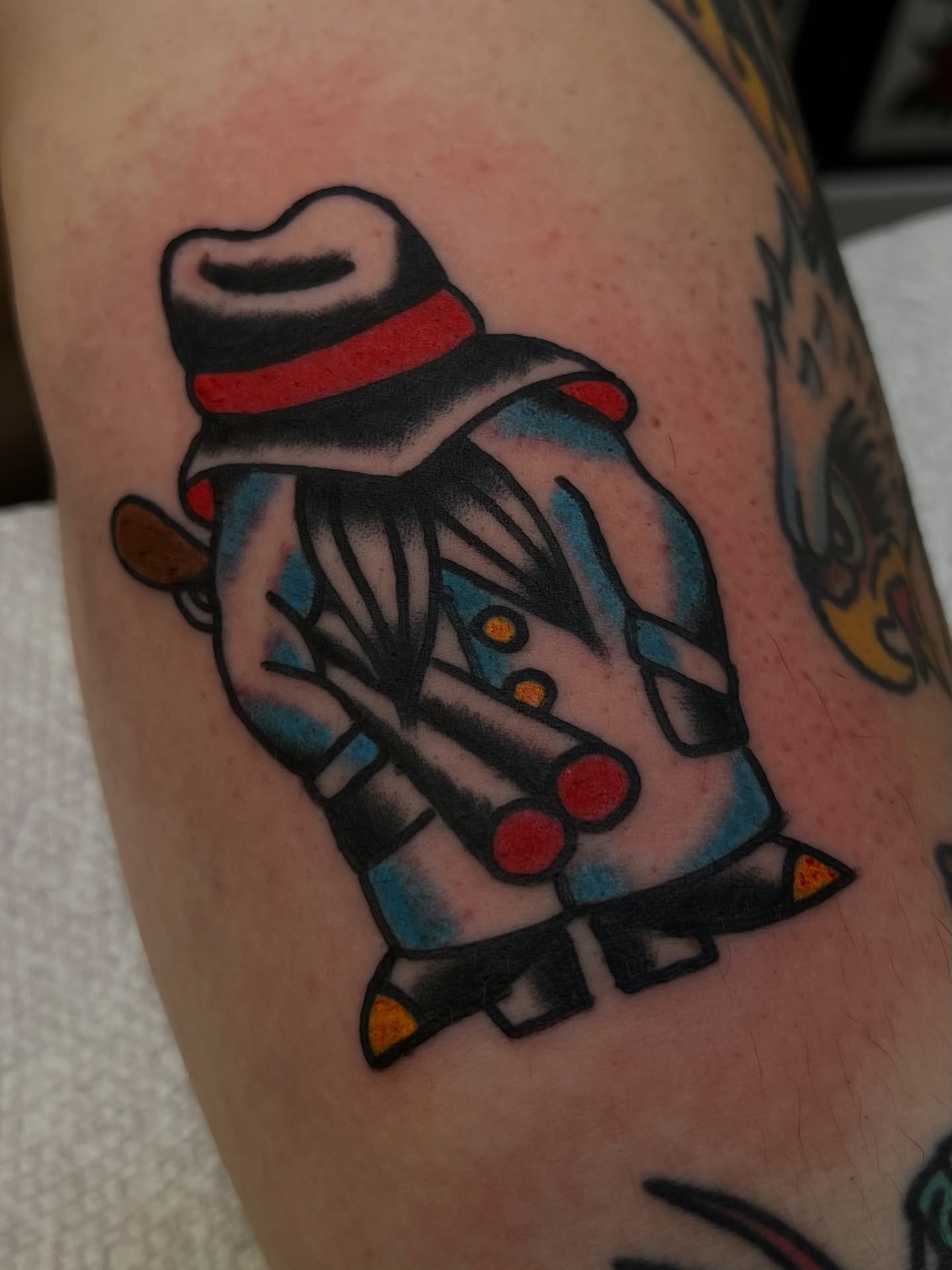 Jazz musician American traditional tattoo on the forearm by Alva - DFW Tattoo Artist