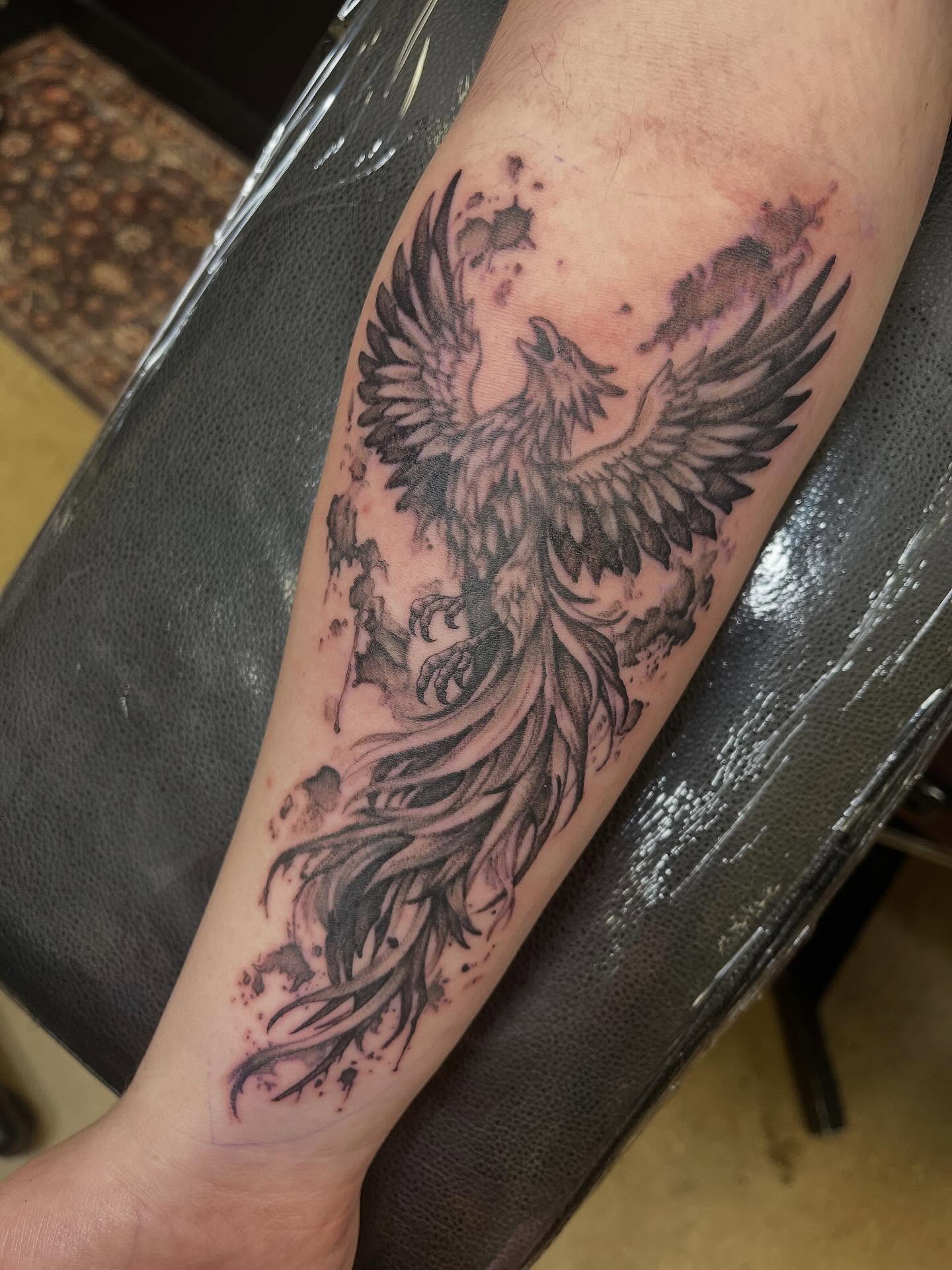 Tattoo by @made_by_mathis — black_and_grey