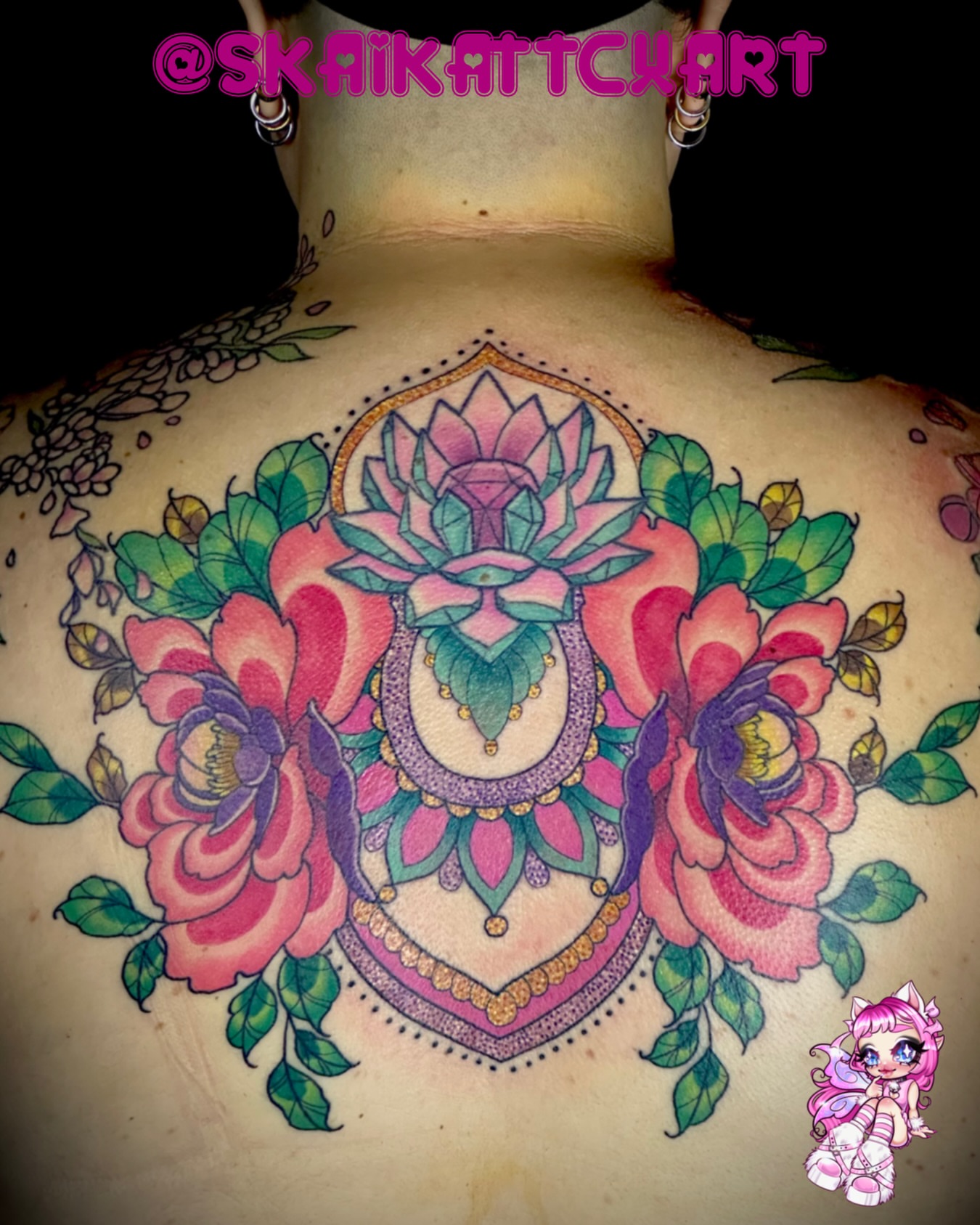 Tattoo by @skaikattcxart — dotwork, new_school