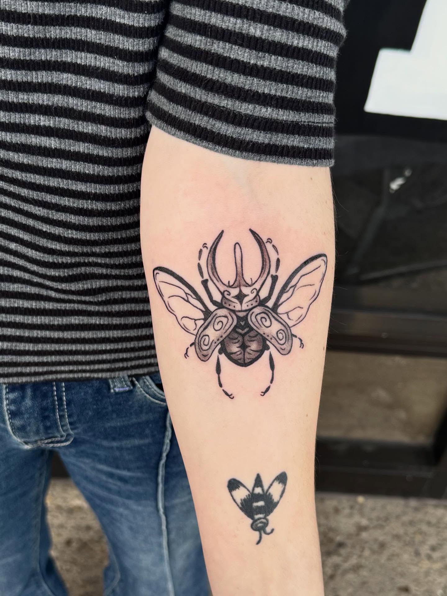 Tattoo by @beetle_babe_art_ — black_and_grey