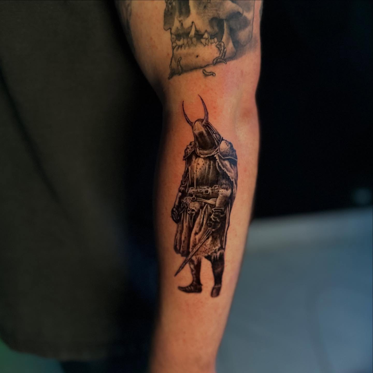 Viking warrior realism tattoo on the forearm by Vicious Marc