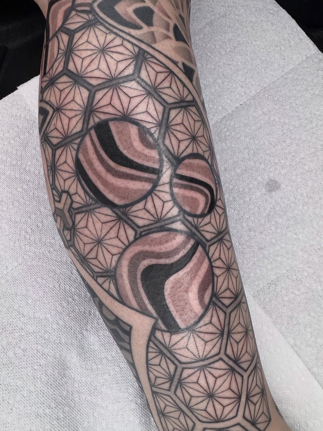 Tattoo by @shawndoestattoos — geometric, black_and_grey