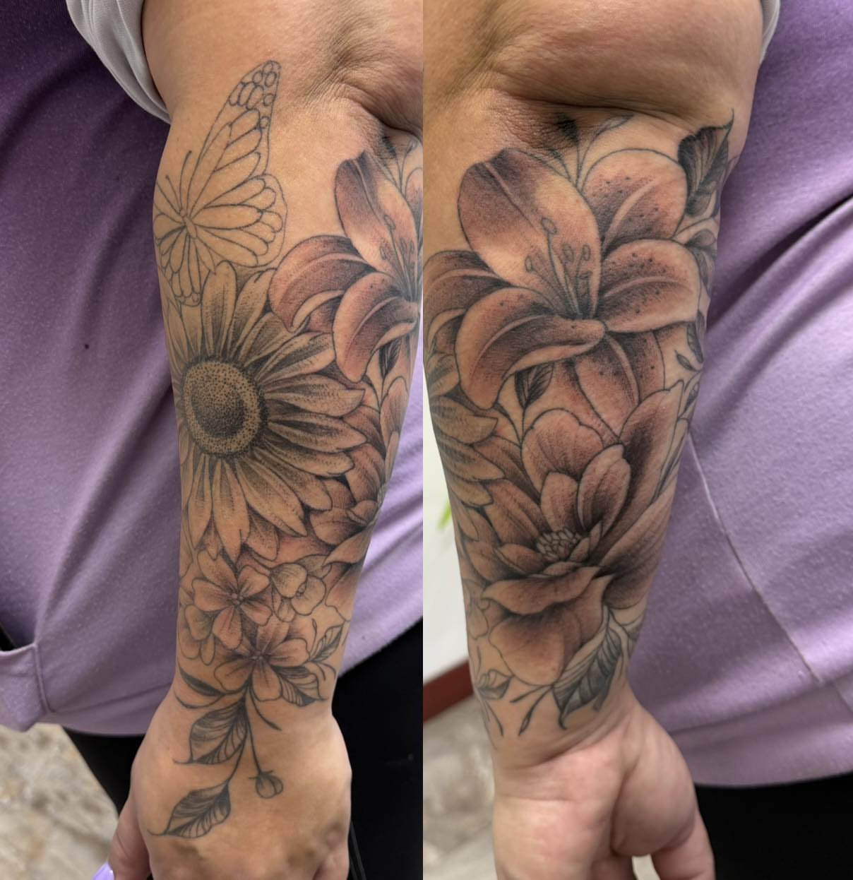 Tattoo by @juliabodyart — dotwork, realism