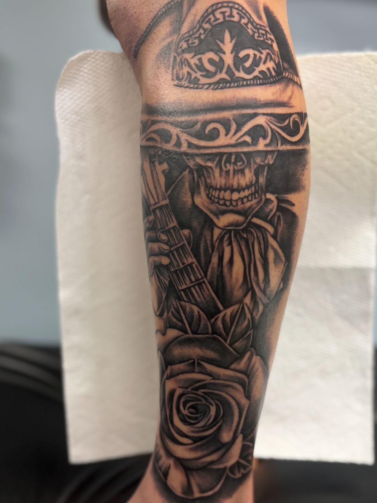 Tattoo by @jesusmunster — black_and_grey, realism