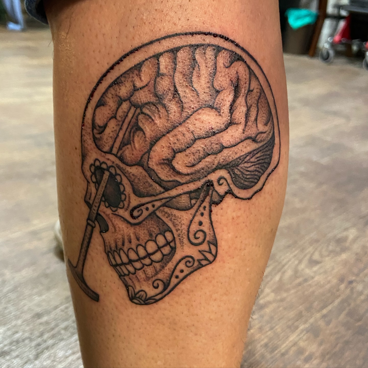 Tattoo by @theblackdottattoo — dotwork, realism