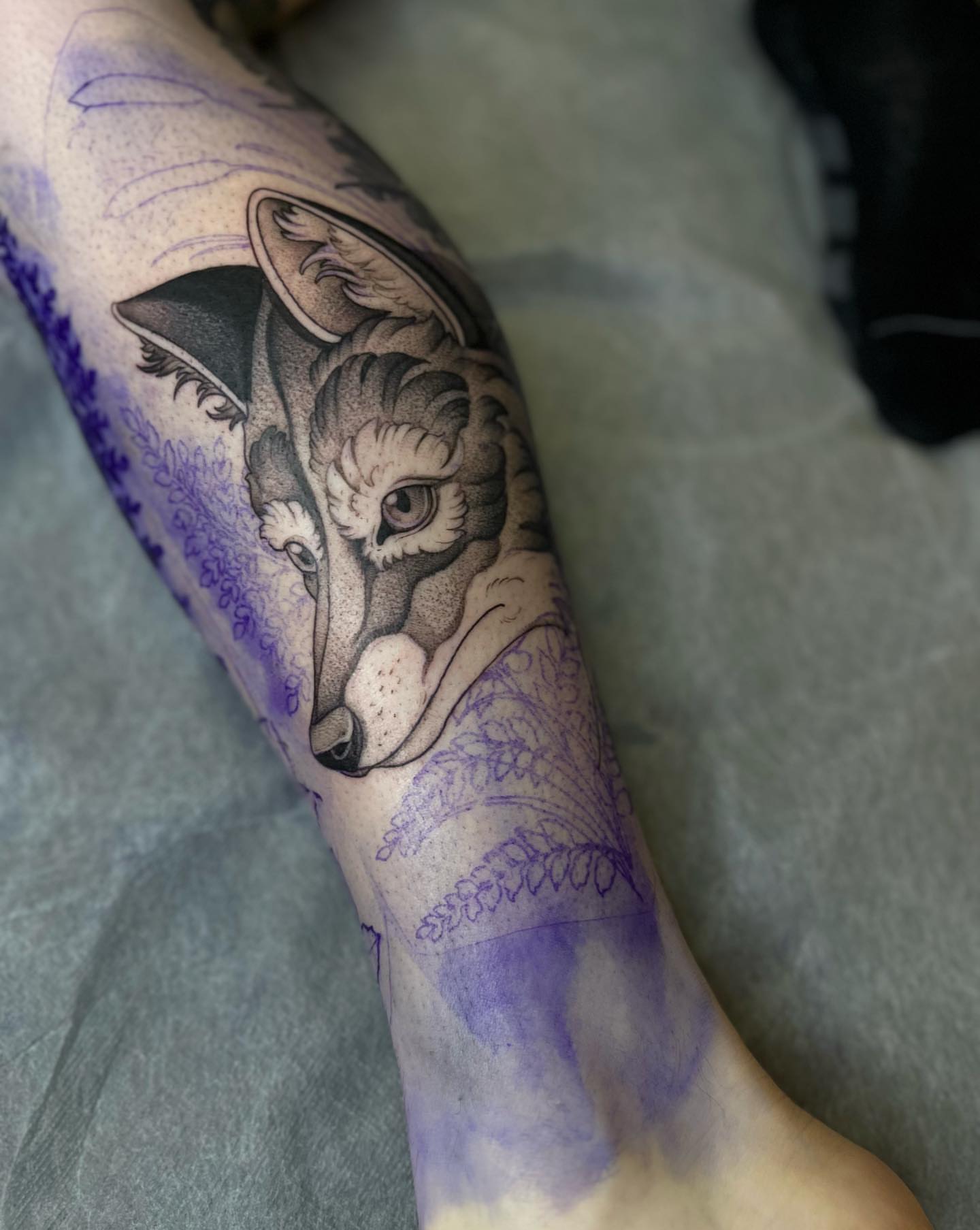 Wolf dotwork tattoo on the forearm by ✣ Liz Karn ✣