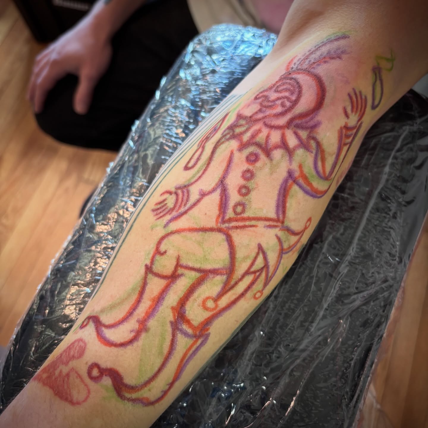 Circus performer American traditional tattoo on the forearm by Malachi