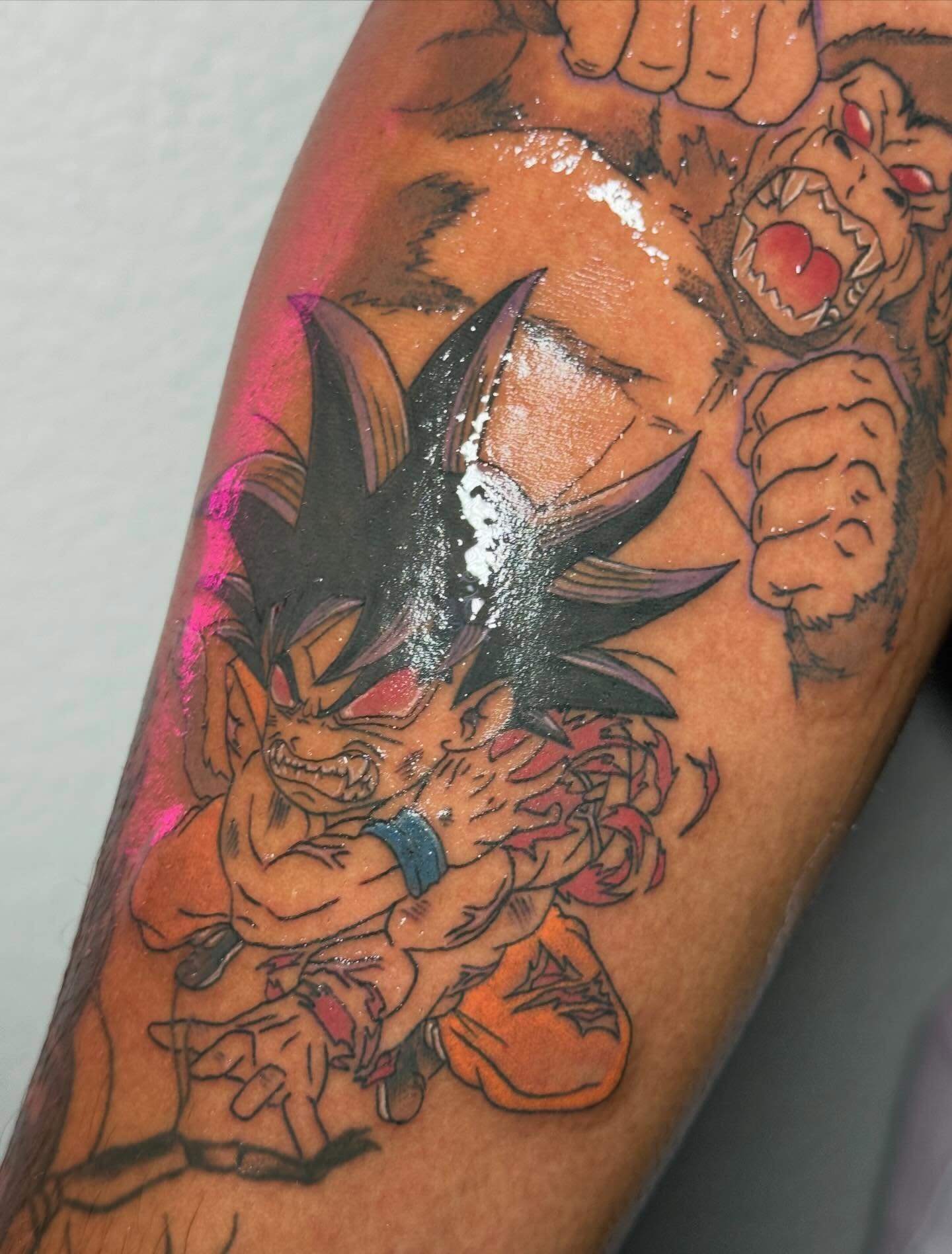 Dragon ball z characters anime tattoo on the forearm by abbie michelle