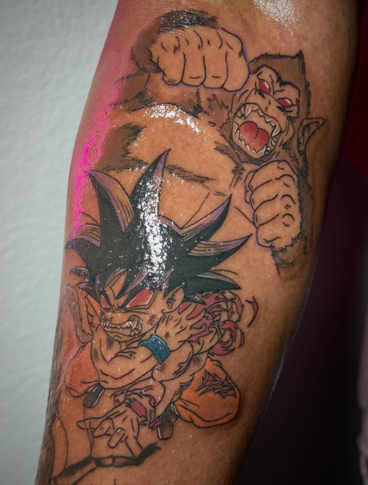 Dragon ball characters anime tattoo on the forearm by abbie michelle