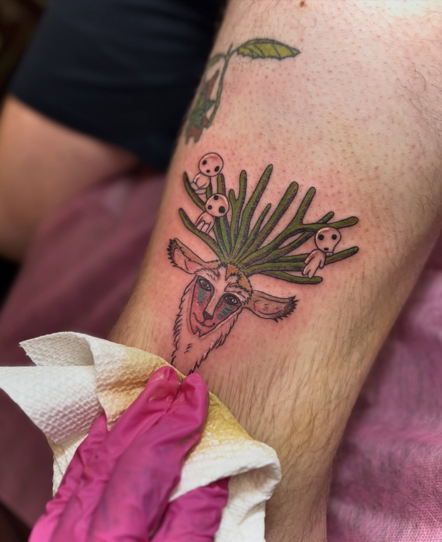 Tattoo by @katelumos — anime, dotwork