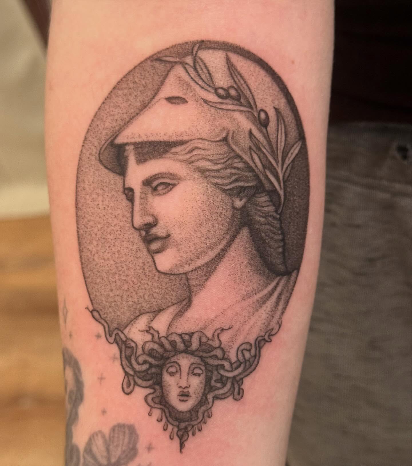 Tattoo by @sevtattoos — dotwork, realism