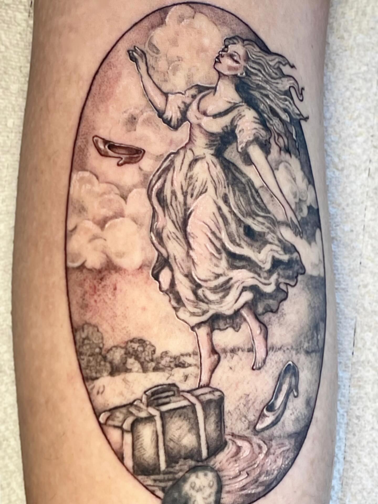Tattoo by @cherryladyink — black_and_grey