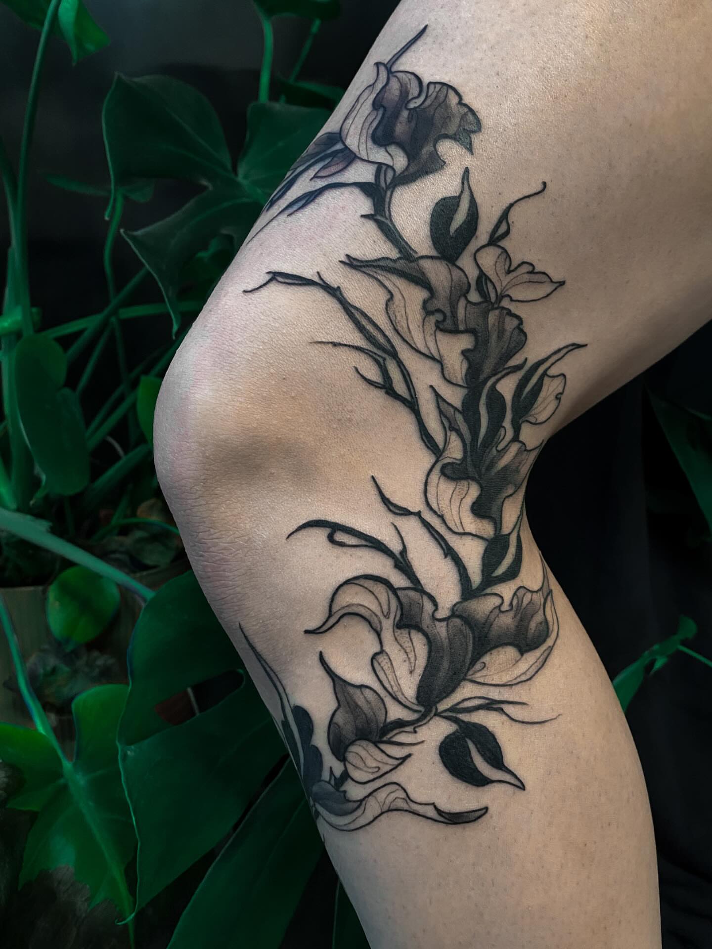 Calla lilies black and grey tattoo on the forearm by ✥ G i t t a ✥