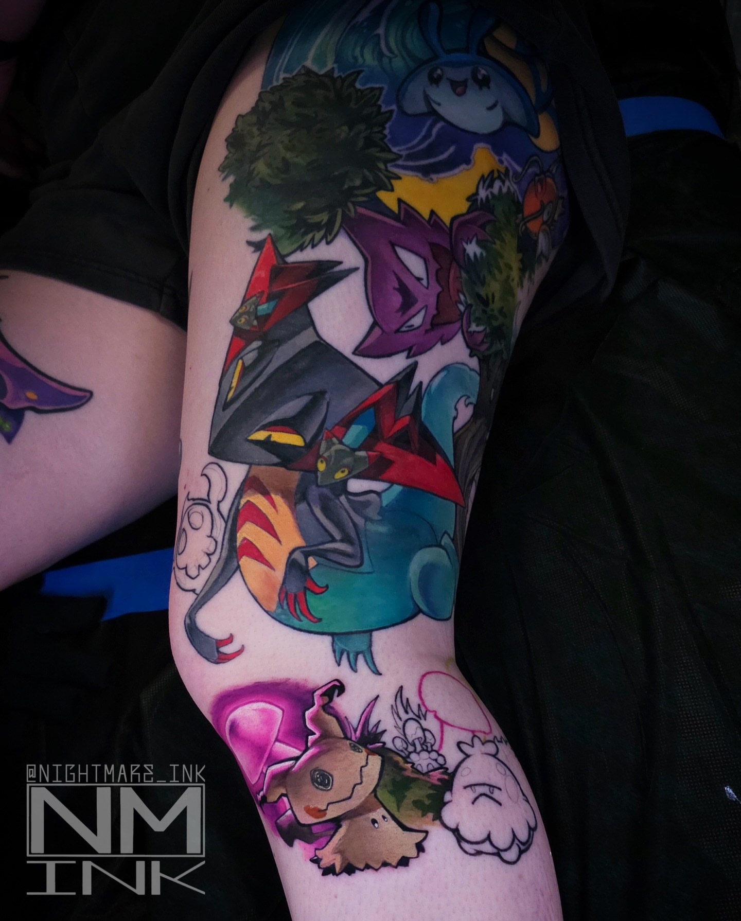Pokémon characters anime tattoo on the forearm by Brandon Hildebrandt