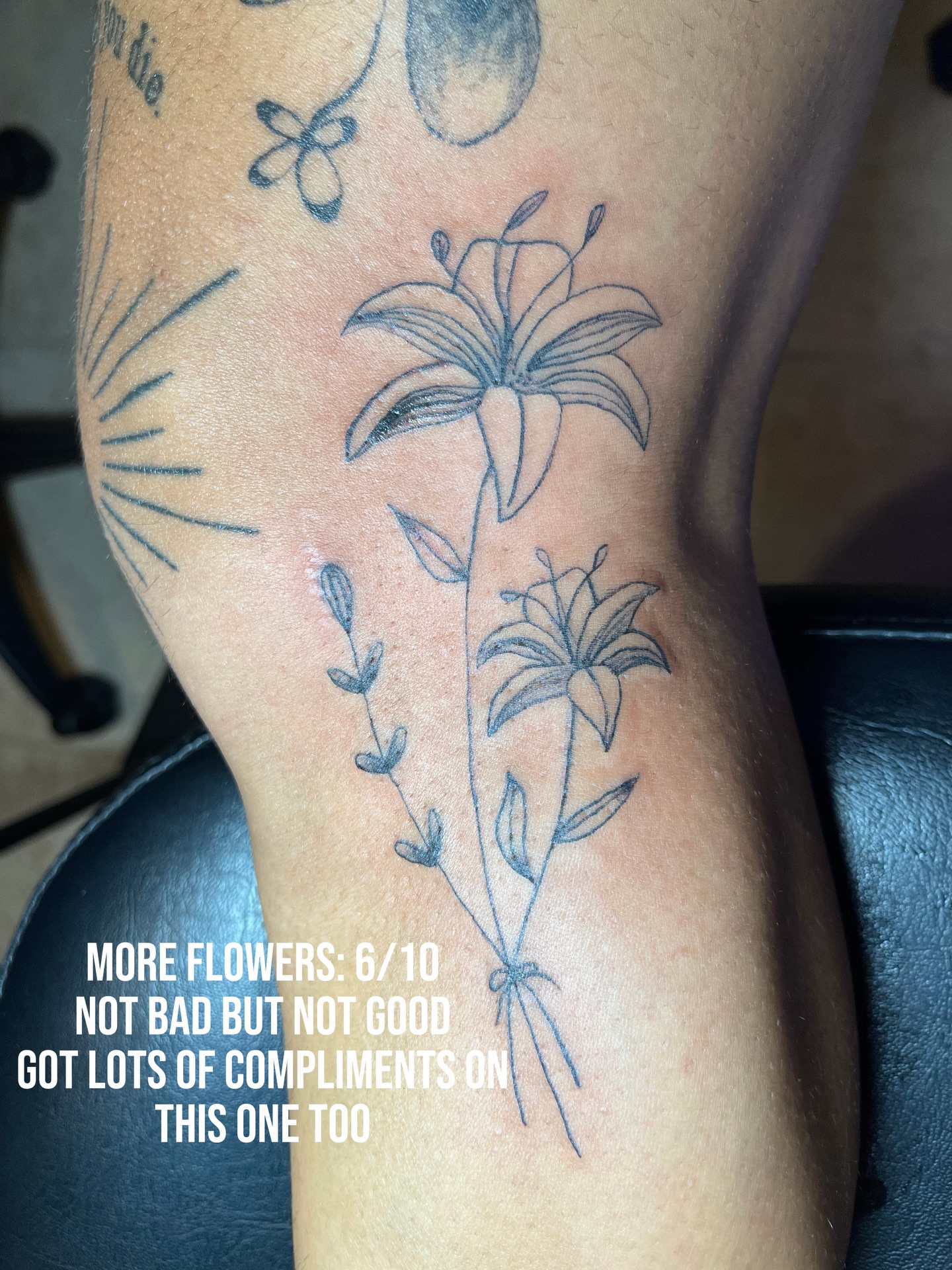 Lilies black and grey tattoo on the forearm by Inky Birdz Tattoos