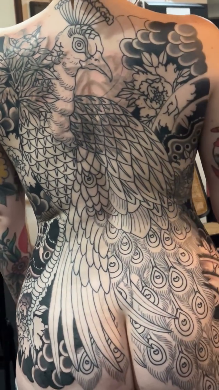 Phoenix and flowers japanese irezumi tattoo by Kayle Leogrande