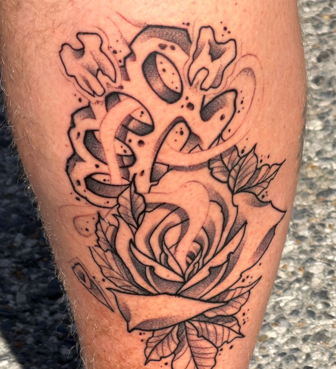 Tattoo by @hood_4_lifetattoos — dotwork, black_and_grey