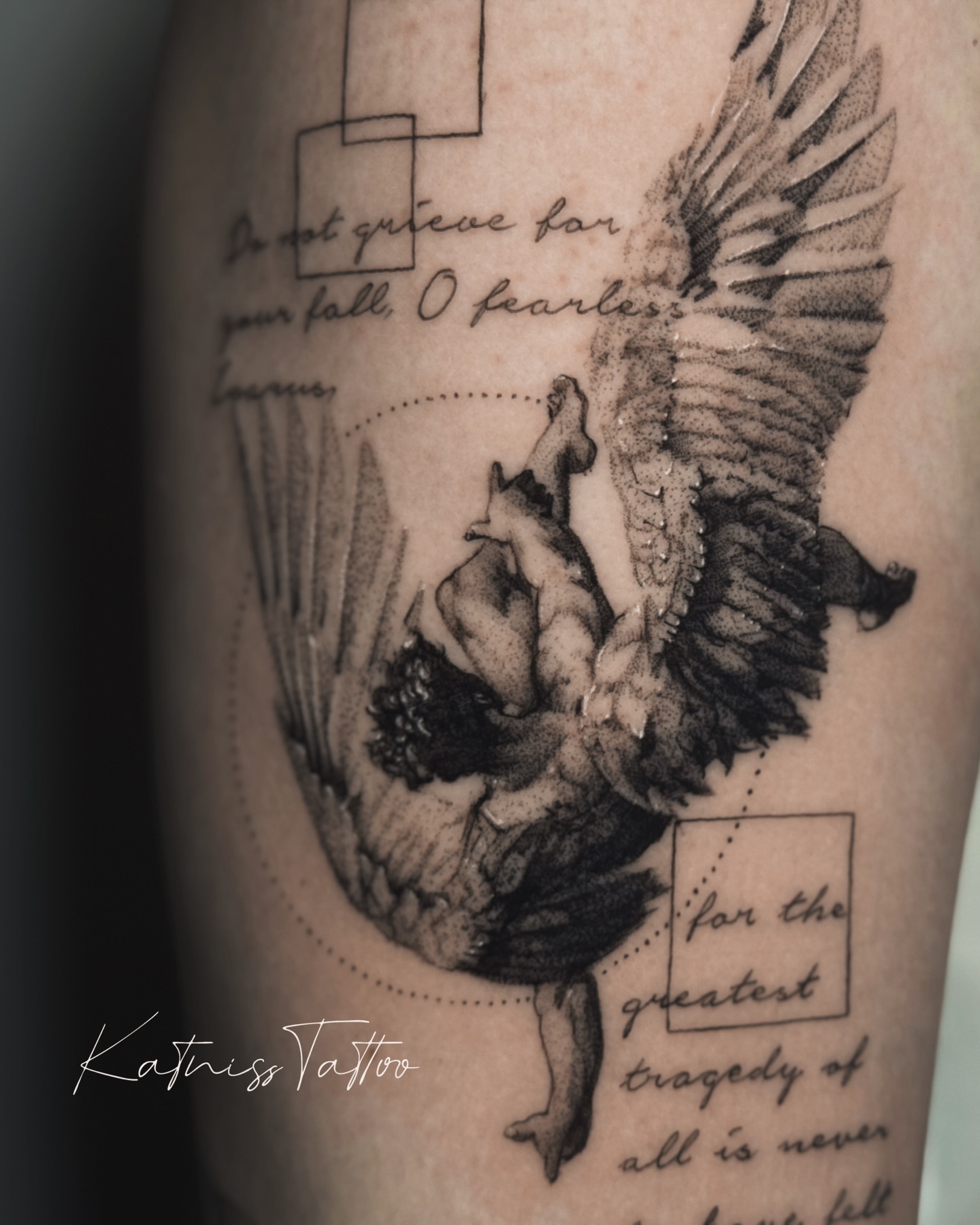 Phoenix rising dotwork tattoo on the forearm by 𝙆𝙖𝙩𝙣𝙞𝙨𝙨
