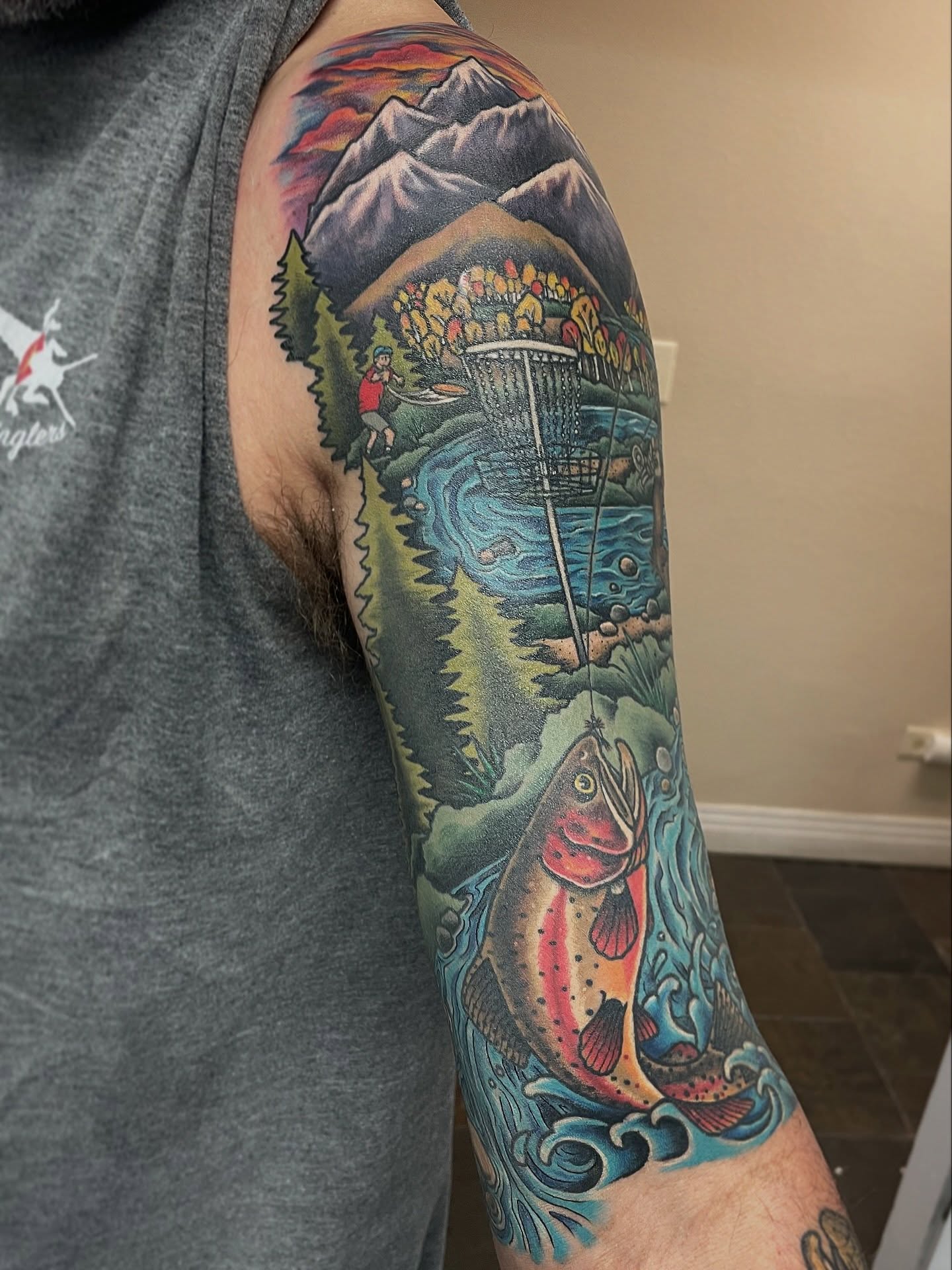 Mountain landscape realism tattoo on the forearm by πΌπ
ππΎπππππ