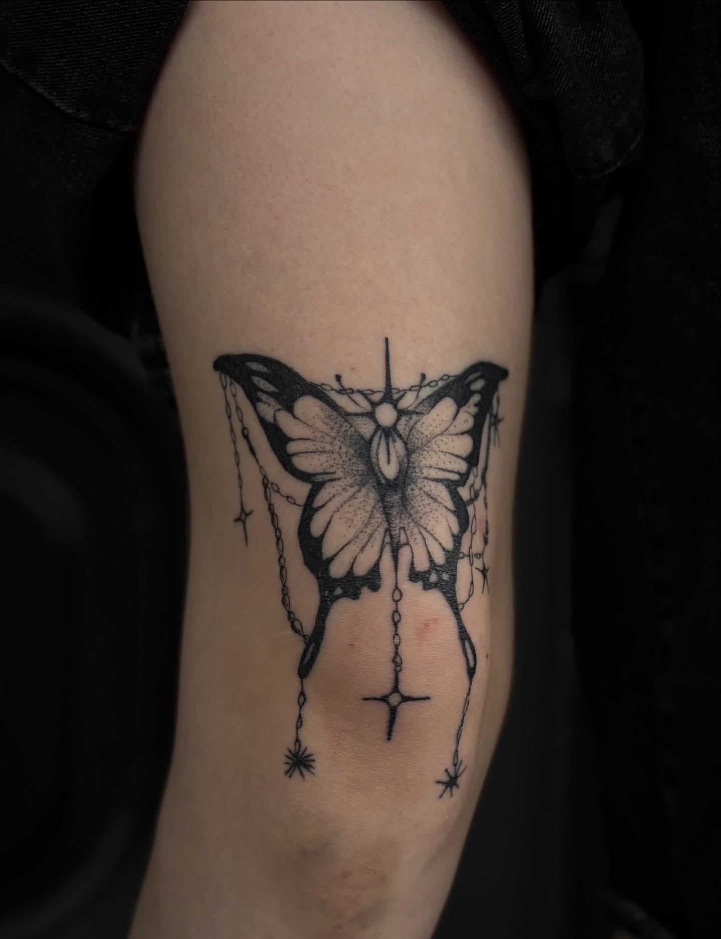 Butterfly dotwork tattoo on the forearm by 𝙹𝙰𝚉𝚉 𝙲𝙷𝙰𝙾
