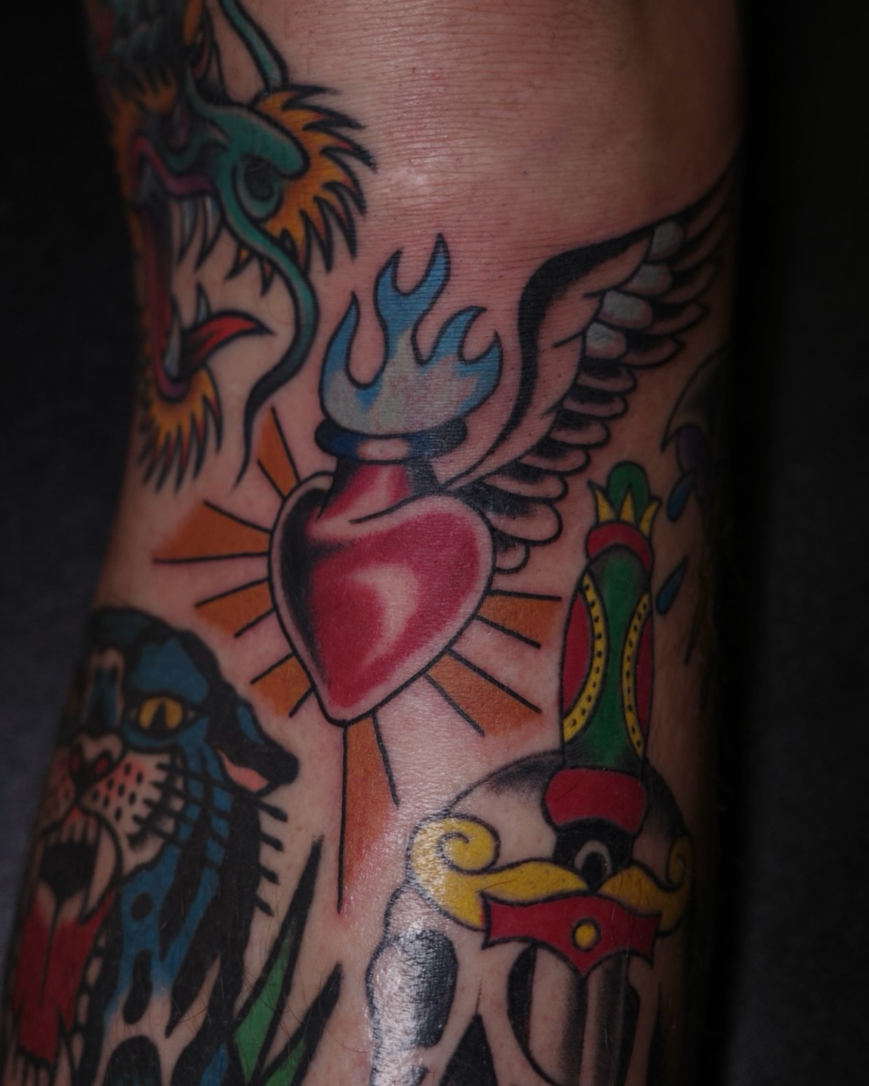 Heart with wings American traditional tattoo on the forearm by Sequoia Rose, Portland, Oregon