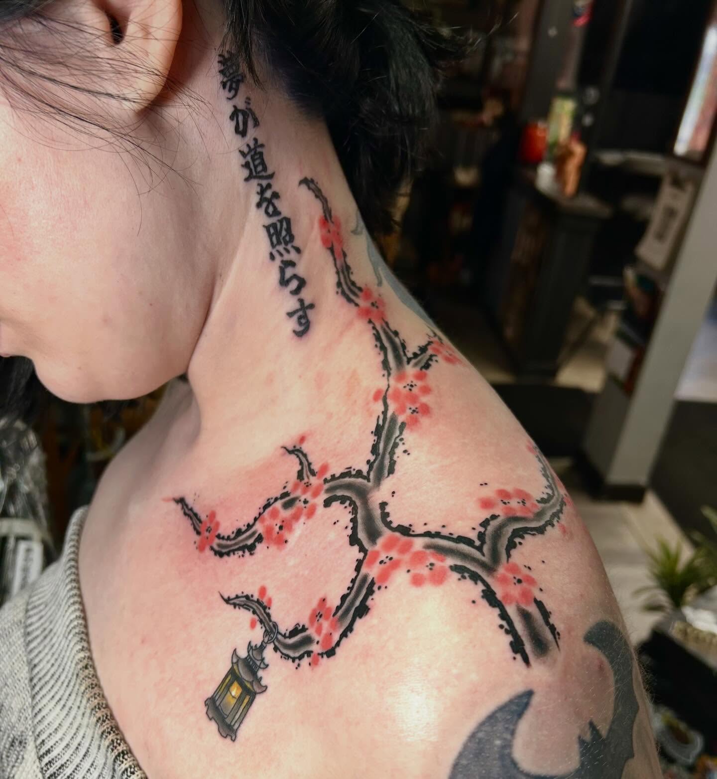 Cherry blossom tree japanese irezumi tattoo on the shoulder by darklord_666