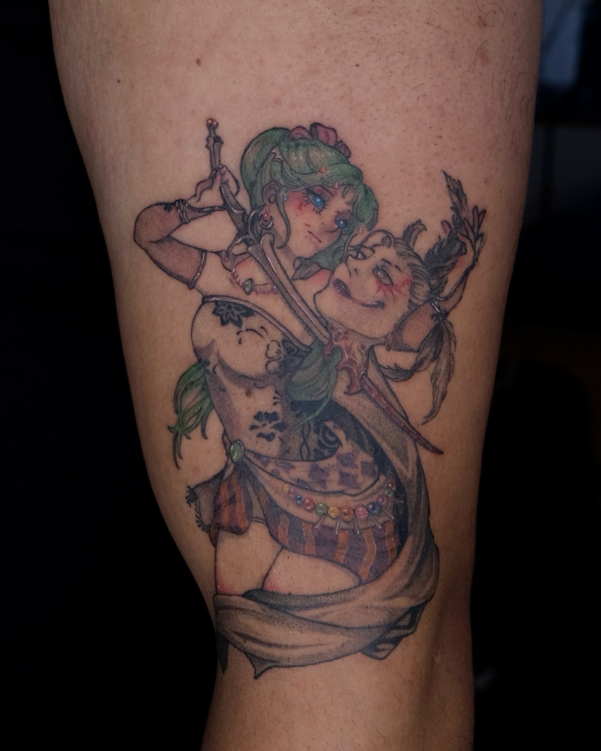 Anime-inspired warrior anime tattoo on the forearm by misa (mi isabelle) β€οΈβπ₯π